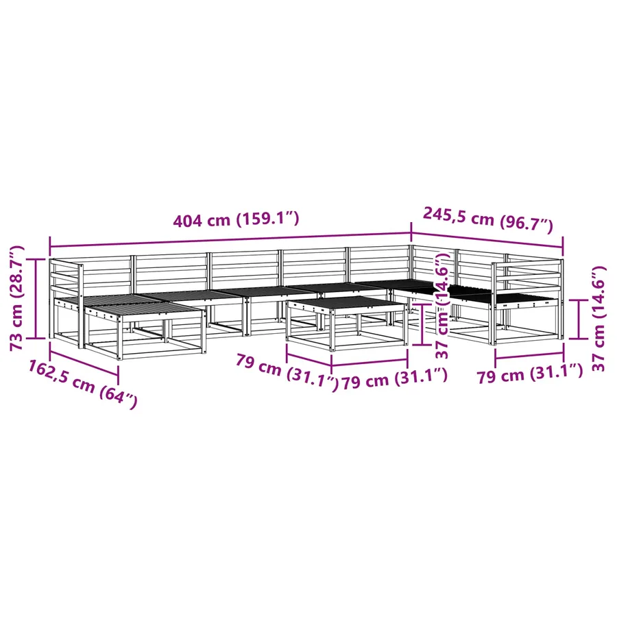 Ensemble de canapés d'extérieur 9 pcs Blanc - 9