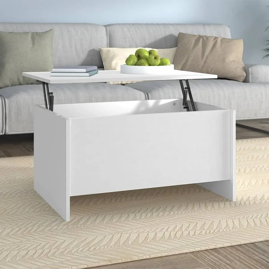 Table basse blanc 80x55,5x41,5 cm bois d'ingénierie