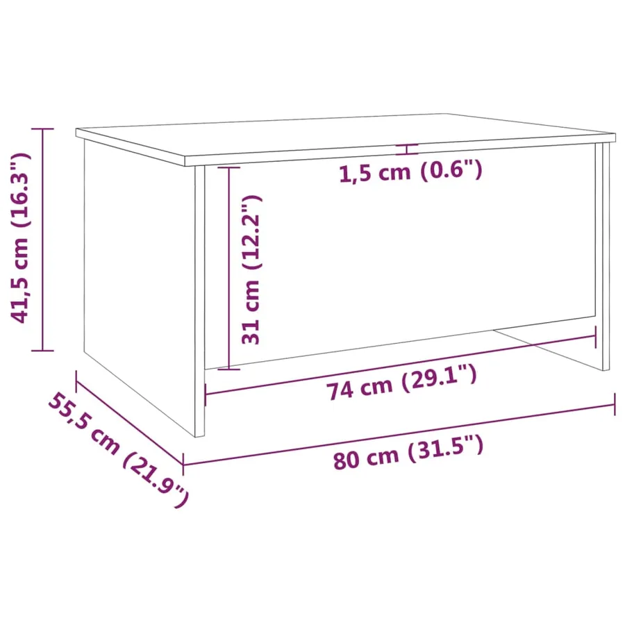 Table basse blanc 80x55,5x41,5 cm bois d'ingénierie - 8