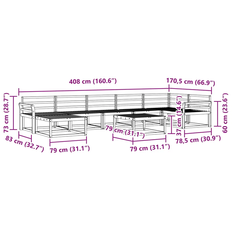 Ensemble de canapés d'extérieur 8 pcs Blanc - 8