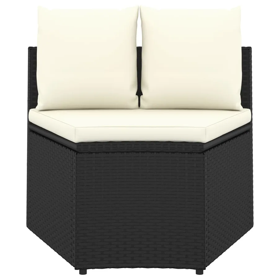 Salon de jardin 9 pcs avec coussins Résine tressée Noir - 5