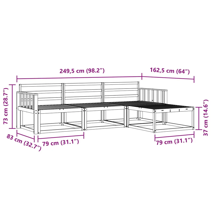 Ensemble de canapés d'extérieur 4 pcs Blanc - 7