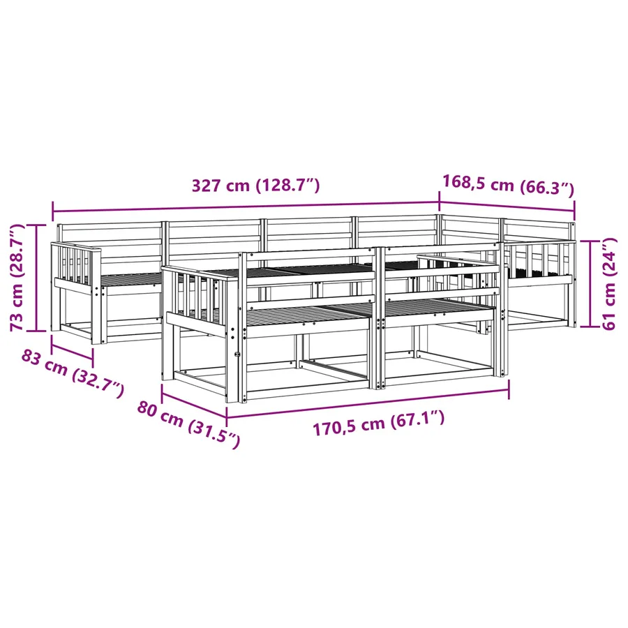 Ensemble de canapés d'extérieur 8 pcs Blanc 327 x 168,5 x 73 cm - 6
