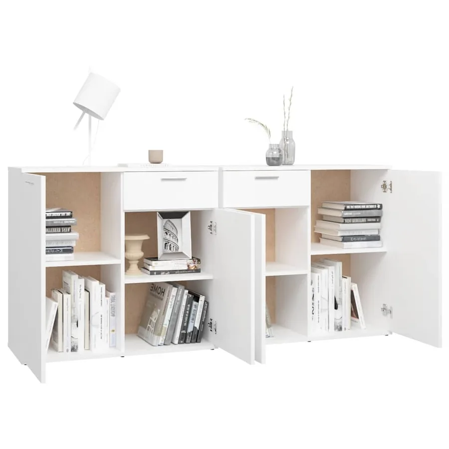Buffet Blanc 160x36x75 cm Bois d'ingénierie - 5
