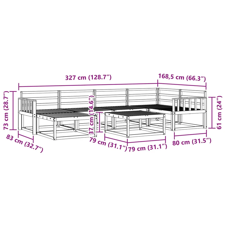 Ensemble de canapés d'extérieur 7 pcs Blanc - 9