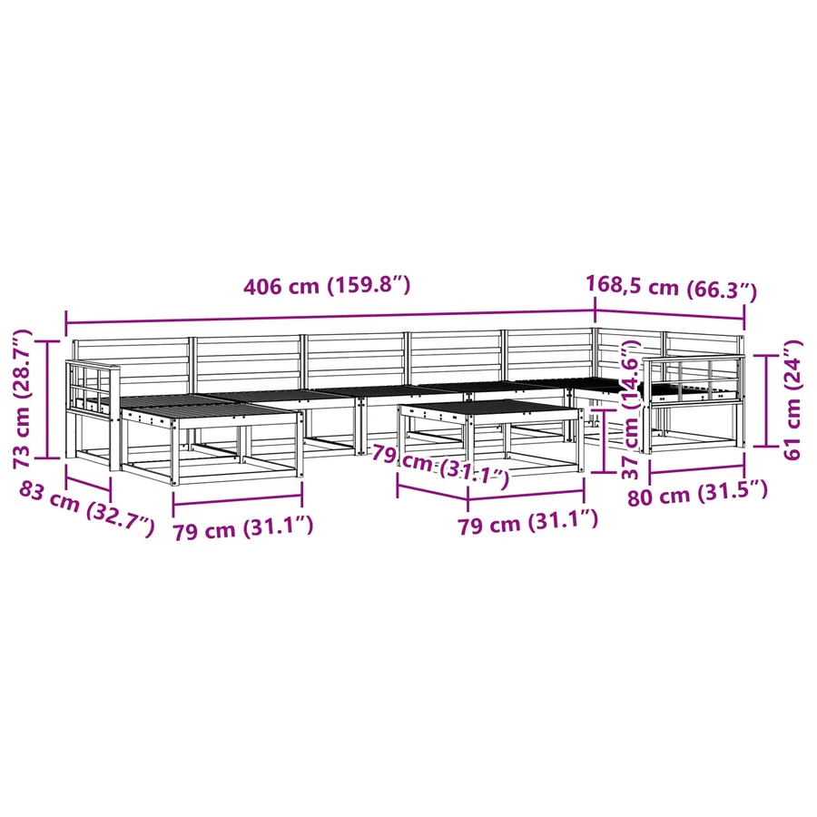 Ensemble de canapés d'extérieur 8 pcs Blanc - 10
