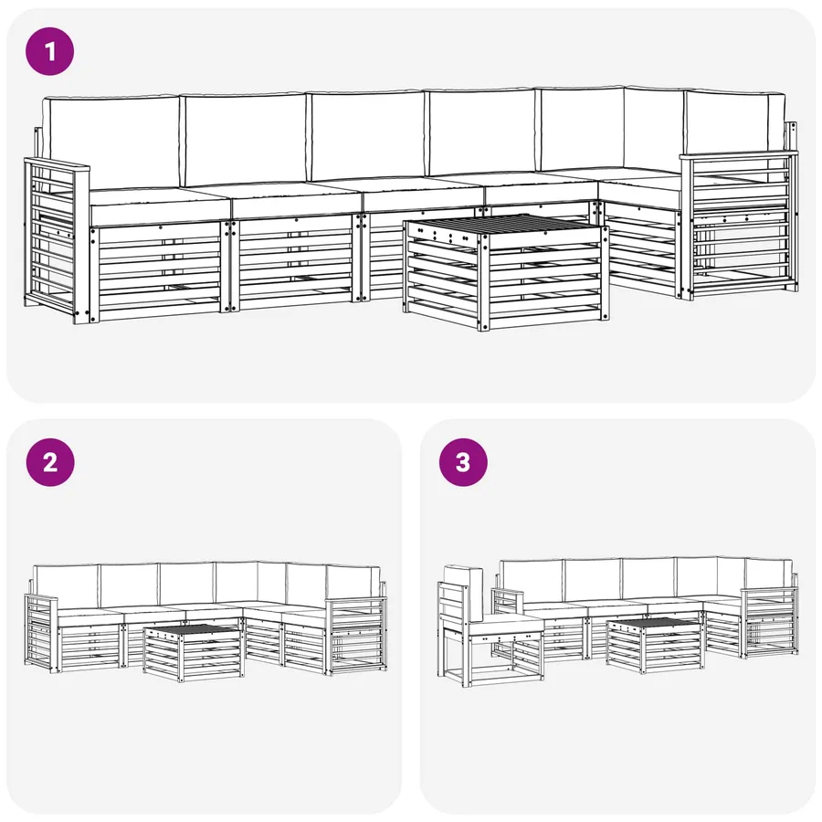 Ensemble de canapés d'extérieur 7 pcs Blanc et Beige - 7