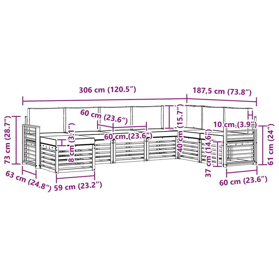 Ensemble de canapés d'extérieur 8 pcs Blanc et Beige - 7