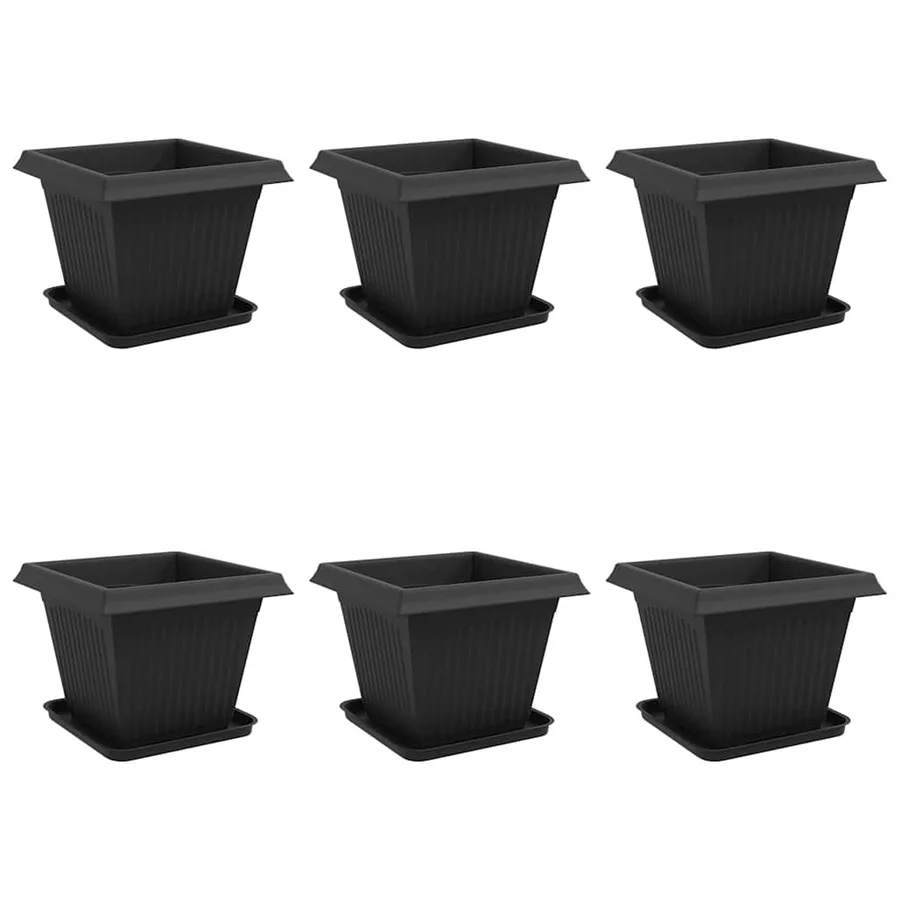 Pots de plantes 6 pcs Noir 38 x 38 x 30 cm Plastique - 2