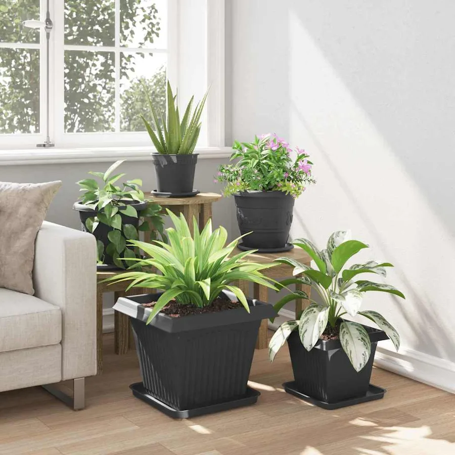 Pots de plantes 6 pcs Noir 38 x 38 x 30 cm Plastique - 4