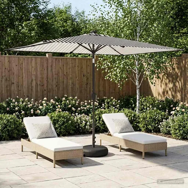 Parasol de jardin avec lumières LED et base 200 x 300 cm