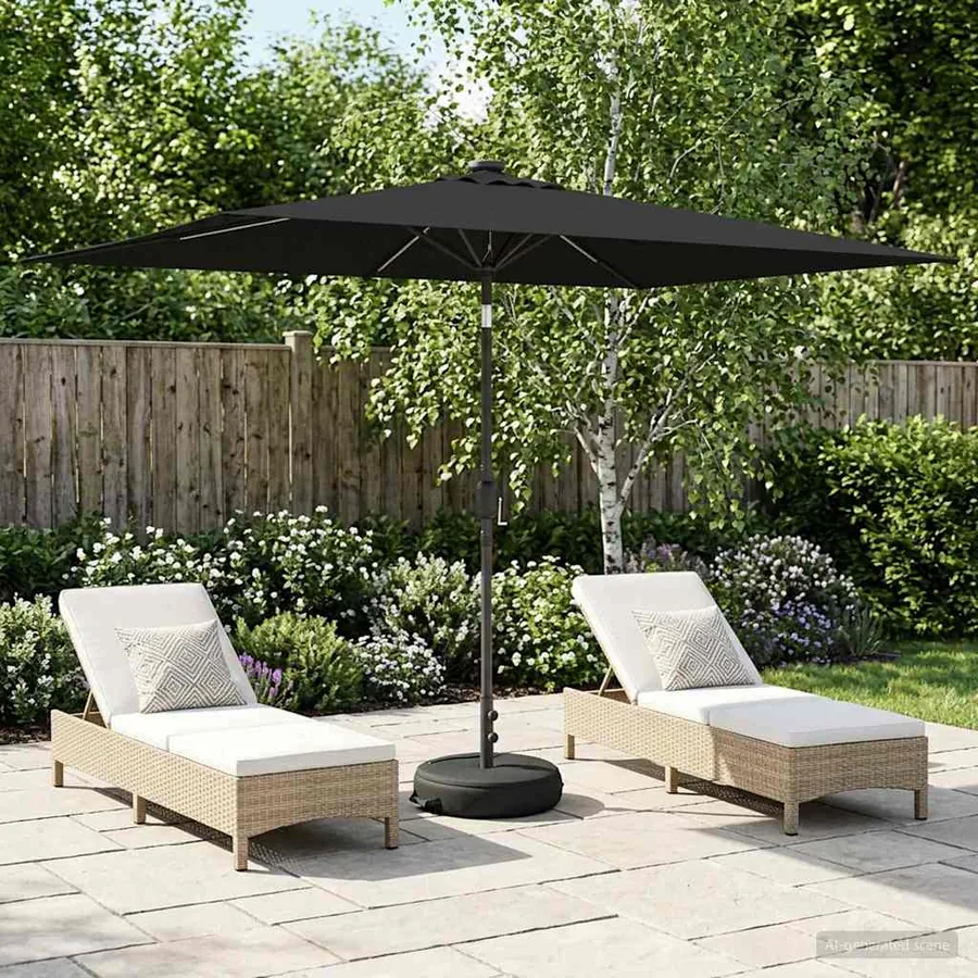 Parasol de jardin avec lumières LED et base 200 x 300 cm