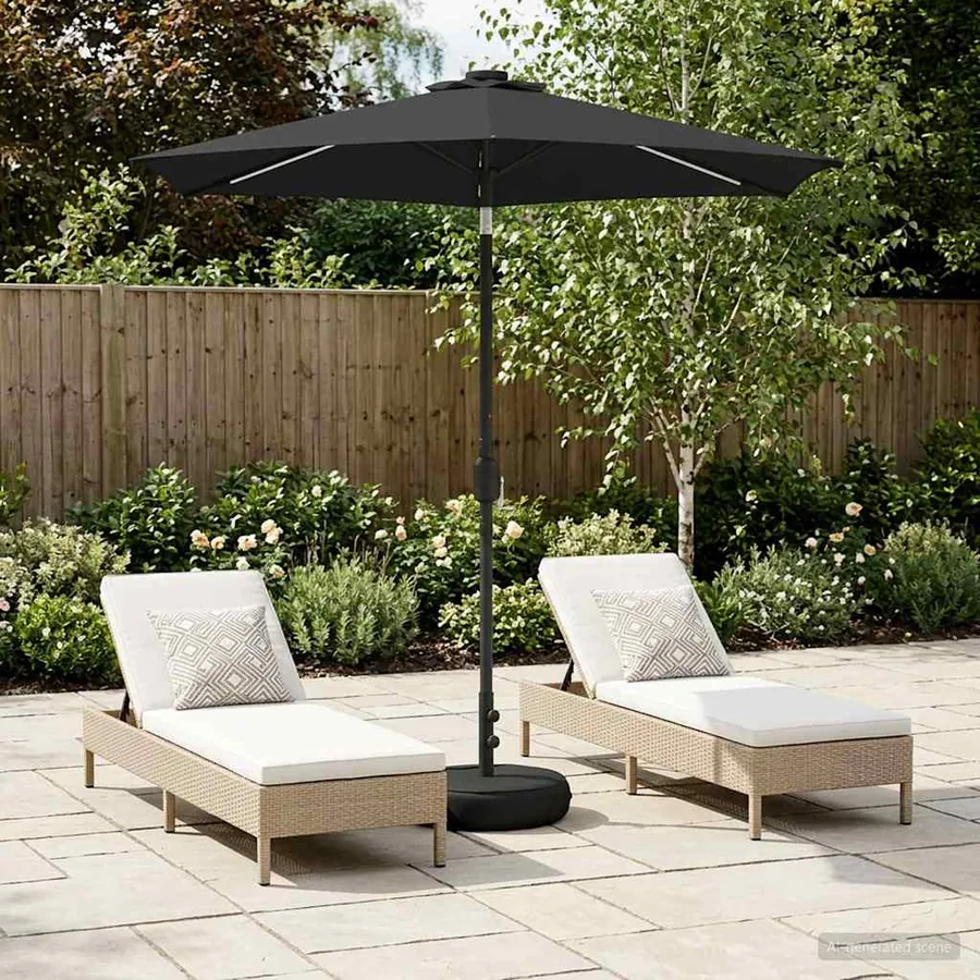 Parasol de jardin avec lumières LED et base 230 x 230 cm