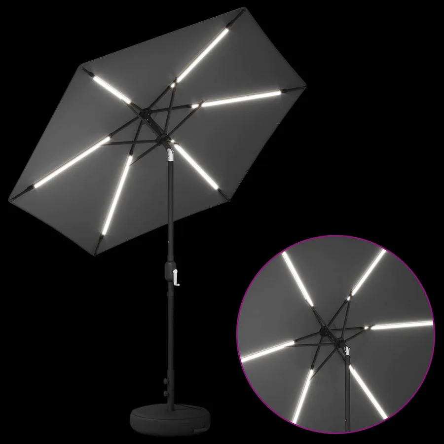 Parasol de jardin avec lumières LED et base 230 x 230 cm - 4