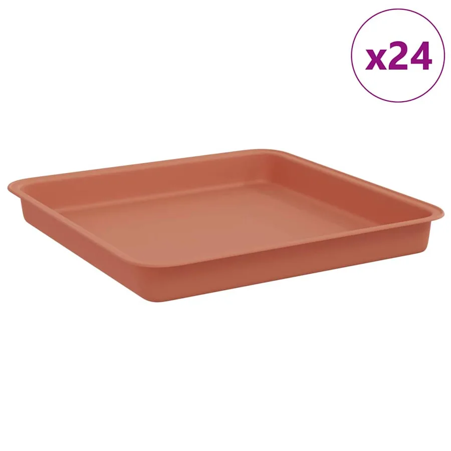 Plateau carré à fleurs 24 pcs Rouge brique 18 x 18 x 2 cm - 2
