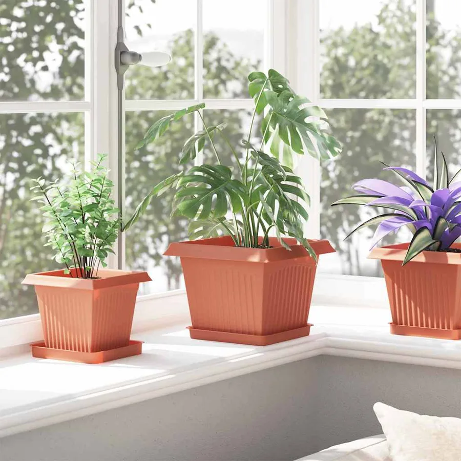 Plateau carré à fleurs 24 pcs Rouge brique 18 x 18 x 2 cm - 4