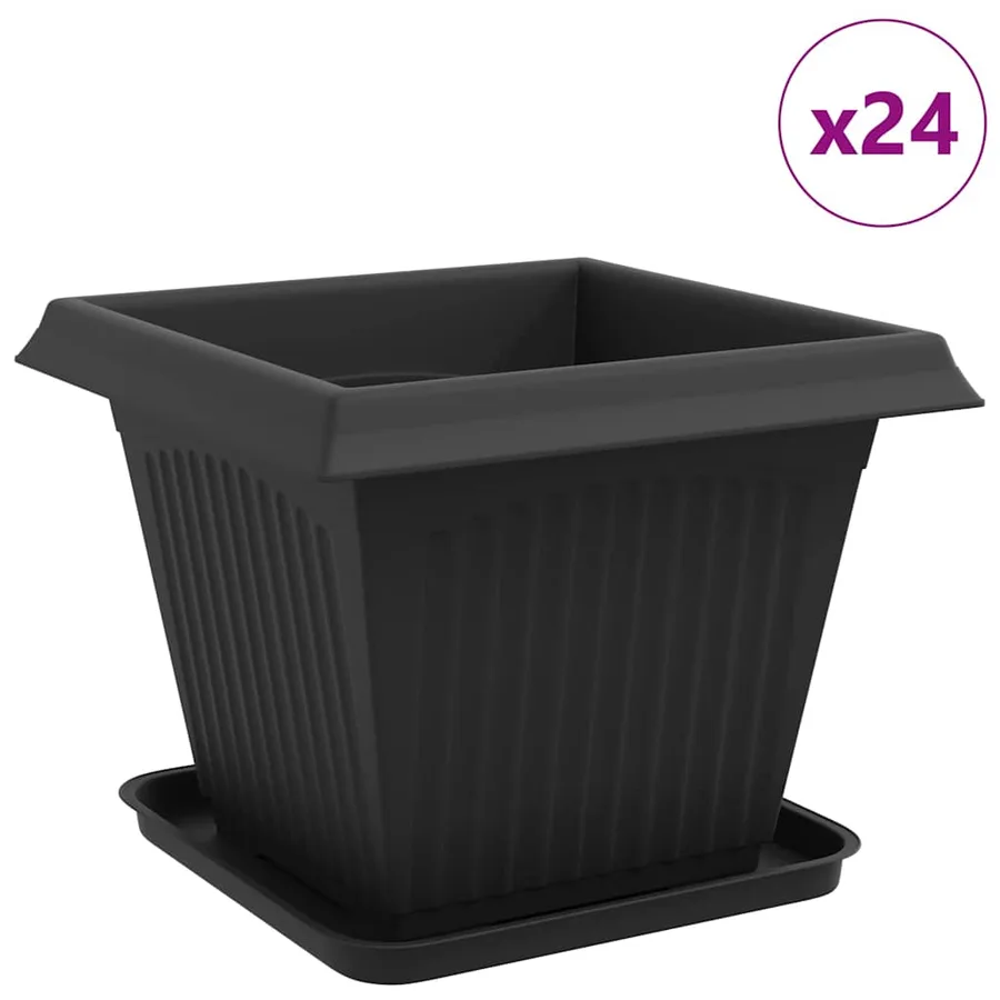 Pots de plantes 24 pcs Noir 38 x 38 x 30 cm Plastique - 2