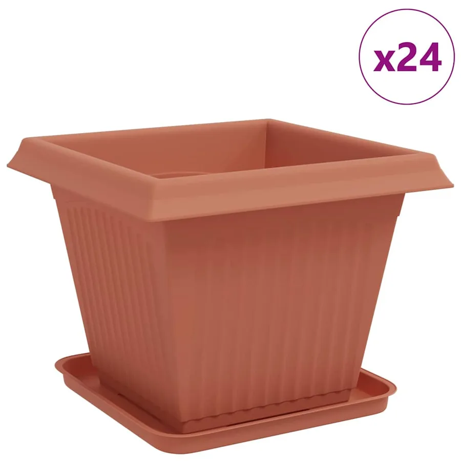 Pots de plantes 24 pcs Rouge brique 38 x 38 x 30 cm Plastique - 2