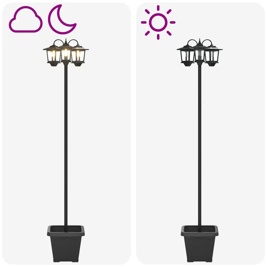Lampadaire 3 brins avec jardinière Noir 32 x 32 x 188 cm - 9