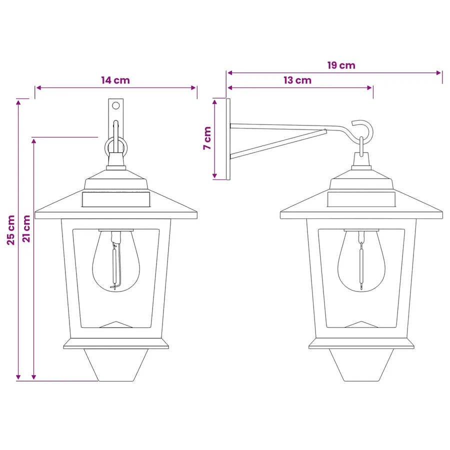Lampe Murale 2 pc Noir 19 x 14 x 25 cm Acier inoxydable et ABS - 10