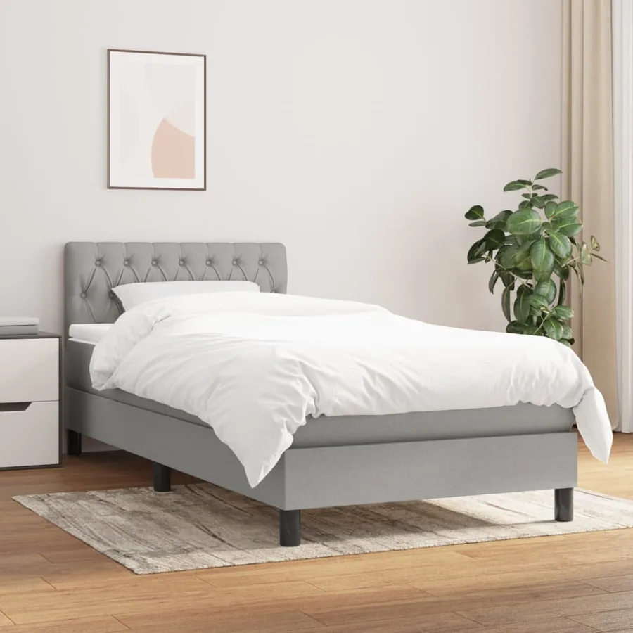 Sommier à lattes de lit et matelas Gris clair 90x190 cm Tissu