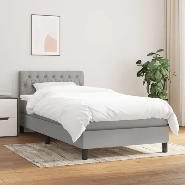 Sommier à lattes de lit et matelas Gris clair 90x190 cm Tissu