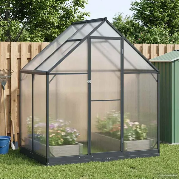 Serre de jardin avec porte Anthracite 183,5 x 123 x 207 cm