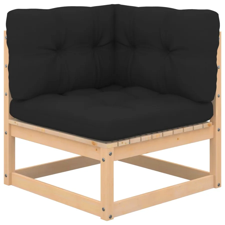 Canapés d'angle de jardin avec coussins 2 pcs Pin massif - 3
