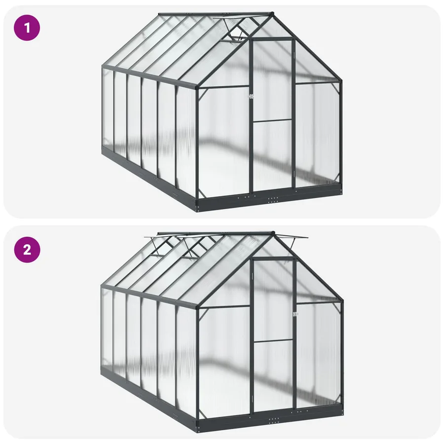 Serre de jardin avec porte Anthracite 183,5 x 363,5 x 207 cm - 8