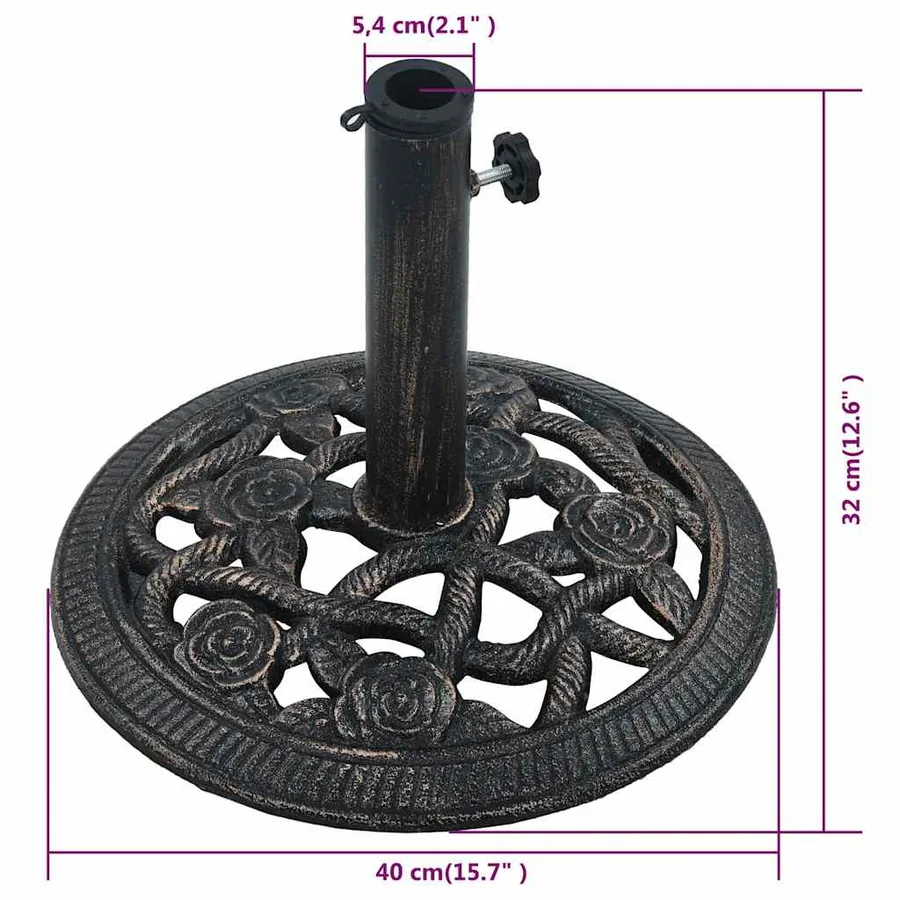 Socle de parasol Noir et bronze 9 kg 40 cm Fonte - 9