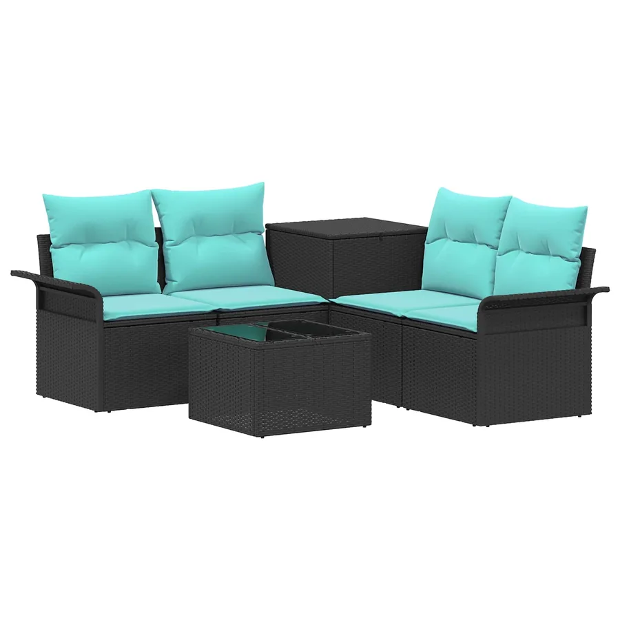 Ensemble de Canapés 6 pcs 4-Nombre de places Noir et Bleu - 2