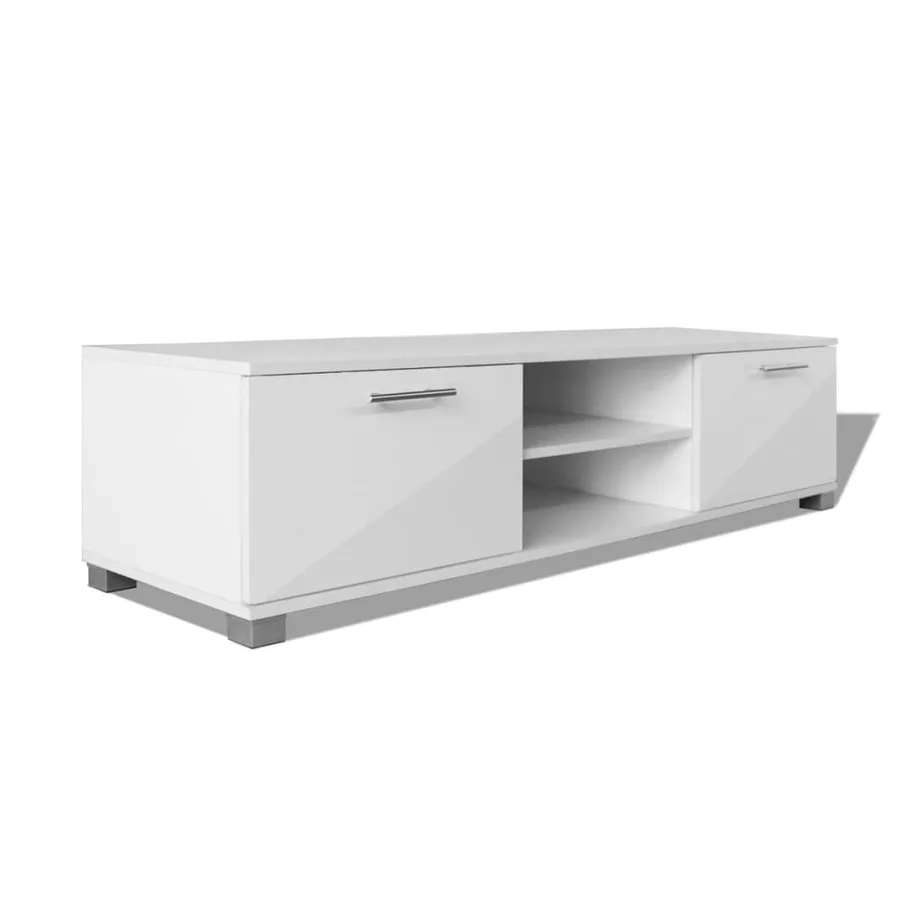 Meuble TV Blanc brillant 120x40,5x35 cm - 2