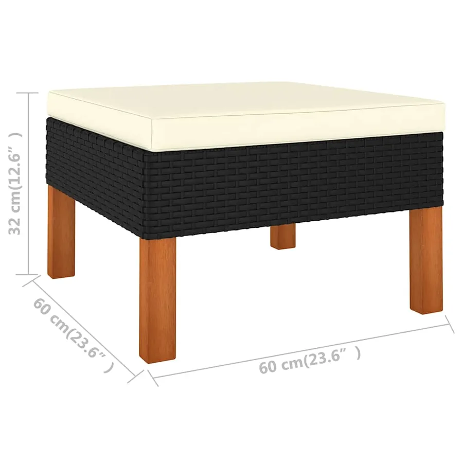Salon de jardin 6 pcs avec coussins Résine tressée Noir - 10