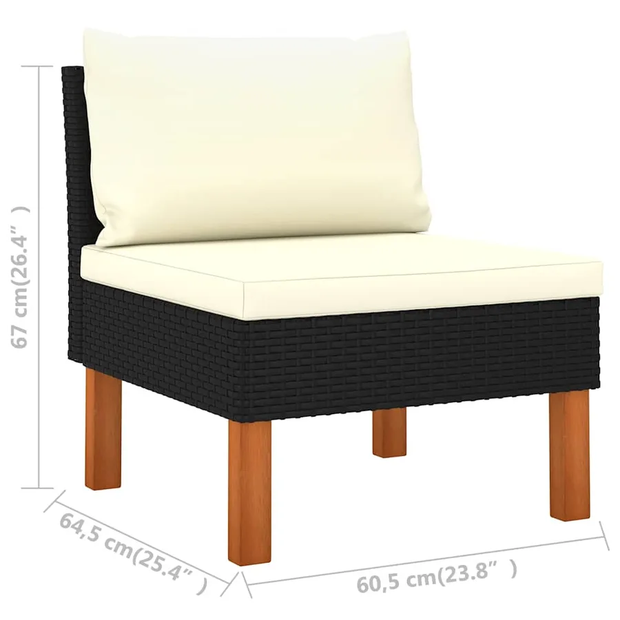 Salon de jardin 6 pcs avec coussins Résine tressée Noir - 11