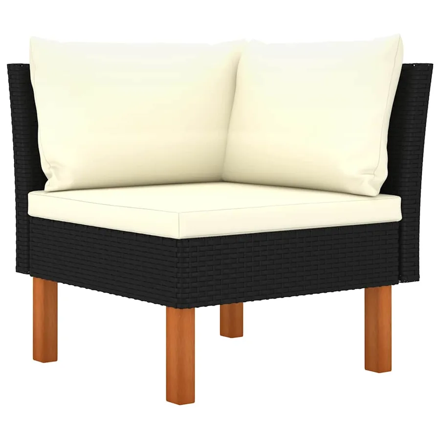 Salon de jardin 6 pcs avec coussins Résine tressée Noir - 6