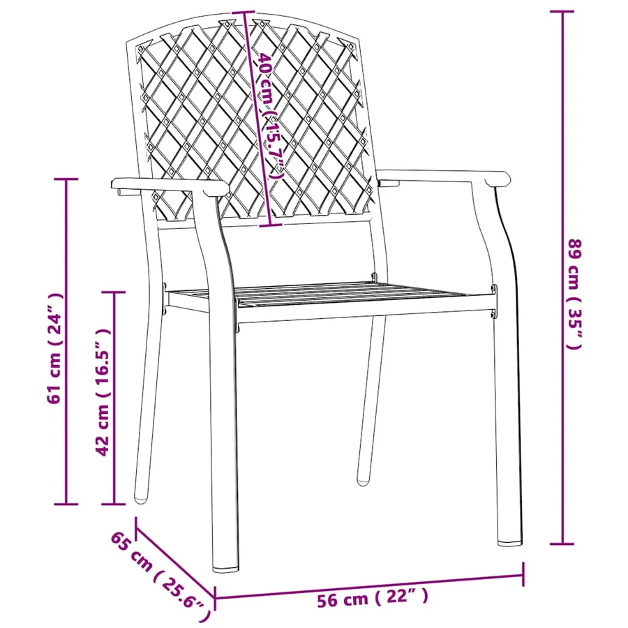 Chaises empilables d'extérieur lot de 2 acier anthracite - 10