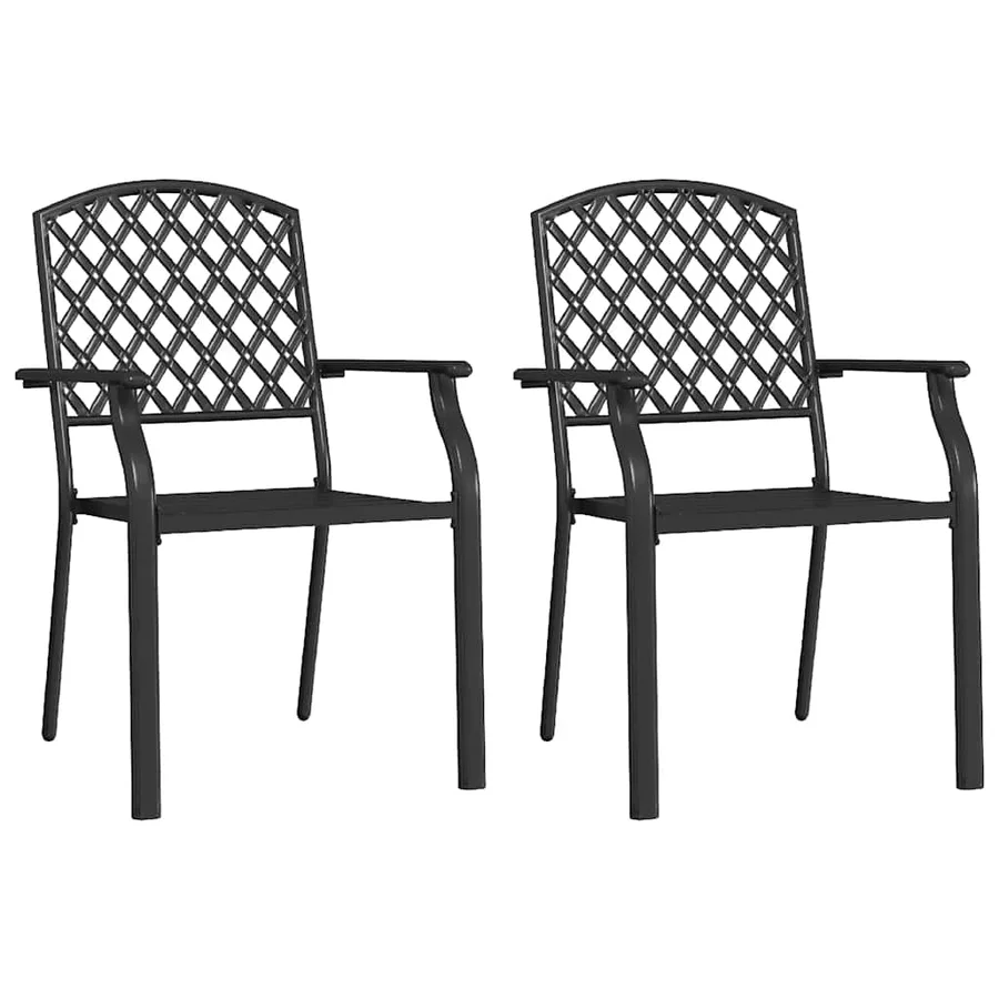 Chaises empilables d'extérieur lot de 2 acier anthracite - 2