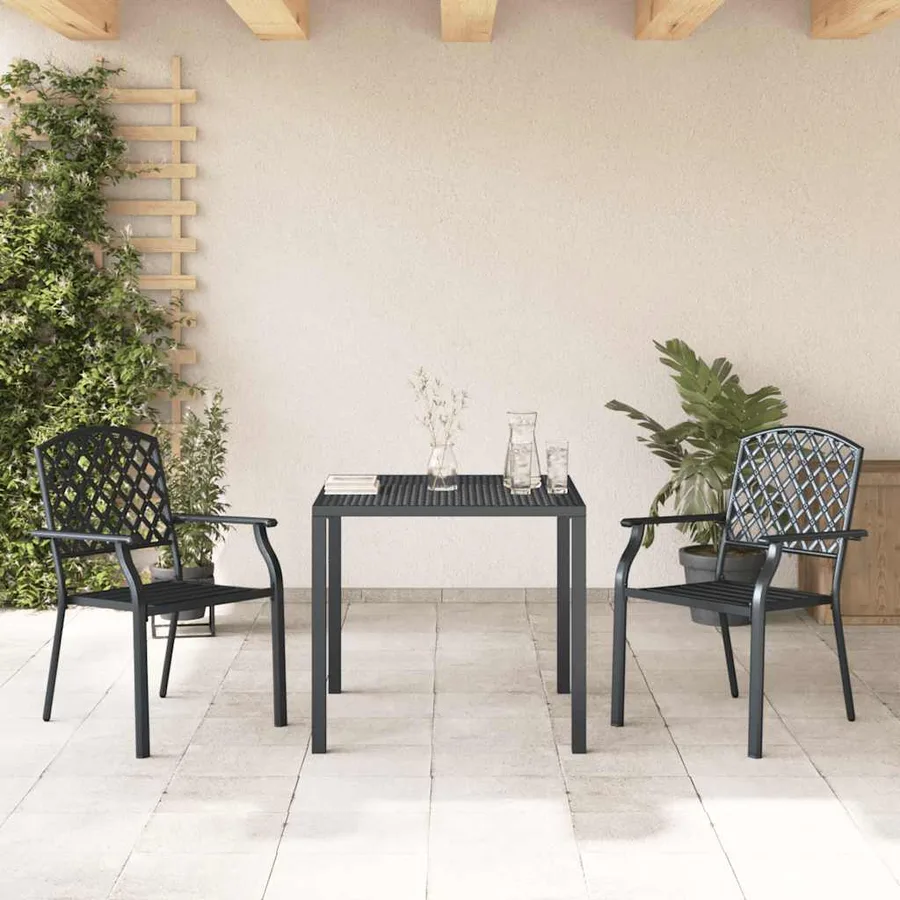 Chaises empilables d'extérieur lot de 2 acier anthracite - 3