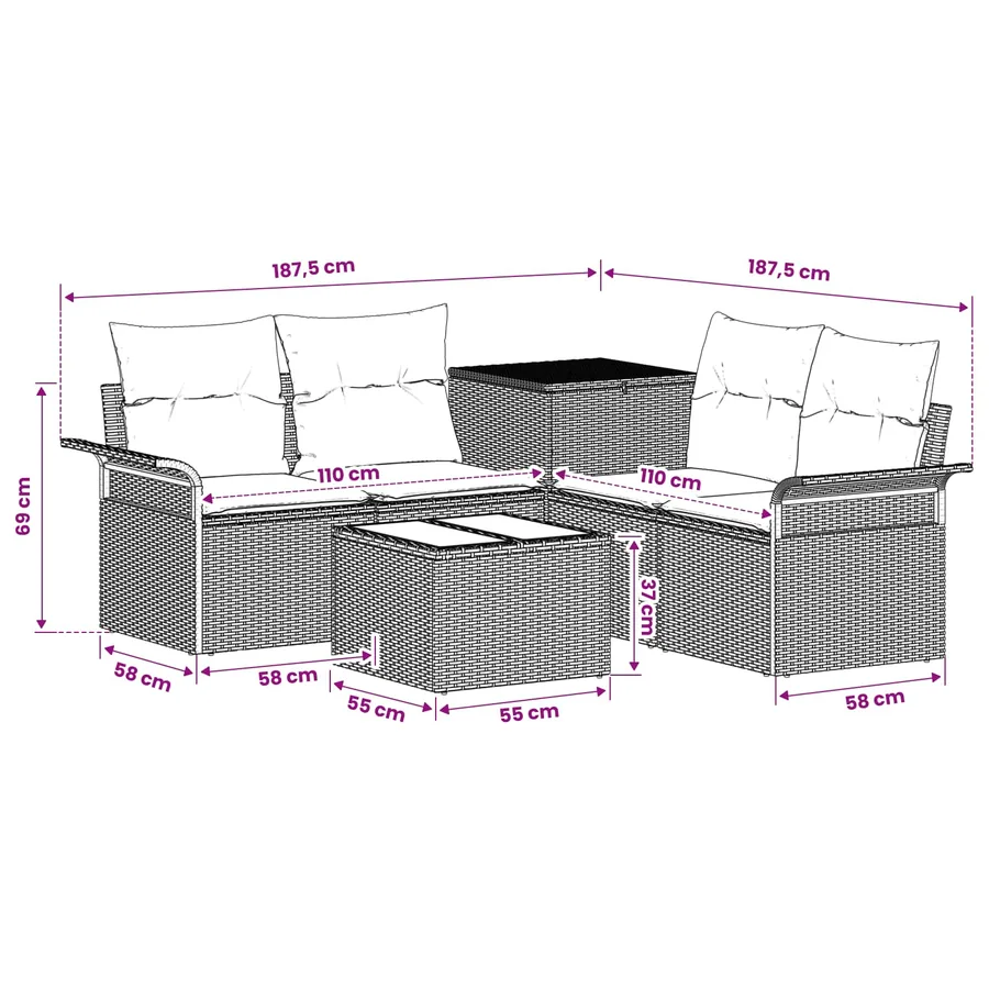 Ensemble de Canapés 6 pcs 4-Nombre de places - 12
