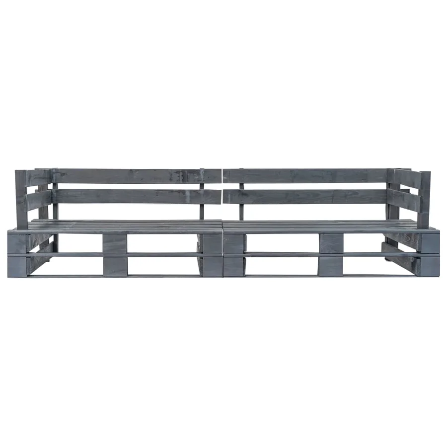 Canapé palette de jardin 2 places gris bois - 2
