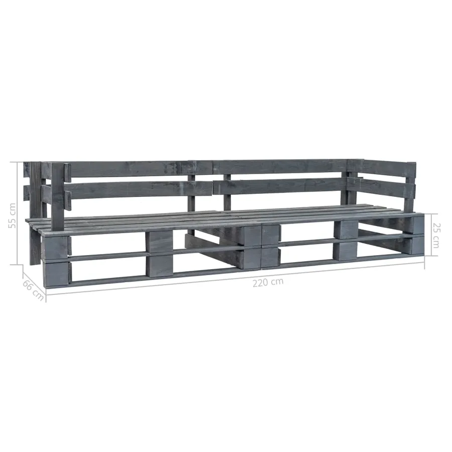 Canapé palette de jardin 2 places gris bois - 3