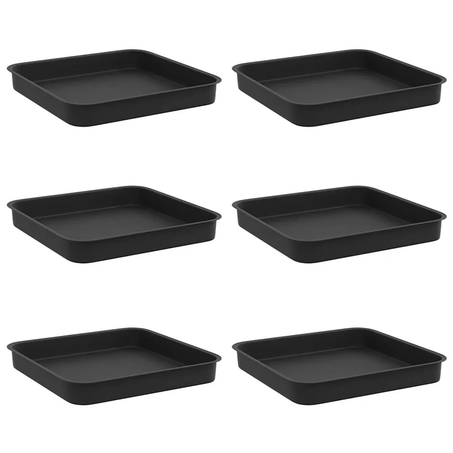 Plateau carré à fleurs 6 pcs Noir 15 x 15 x 2 cm Plastique - 2