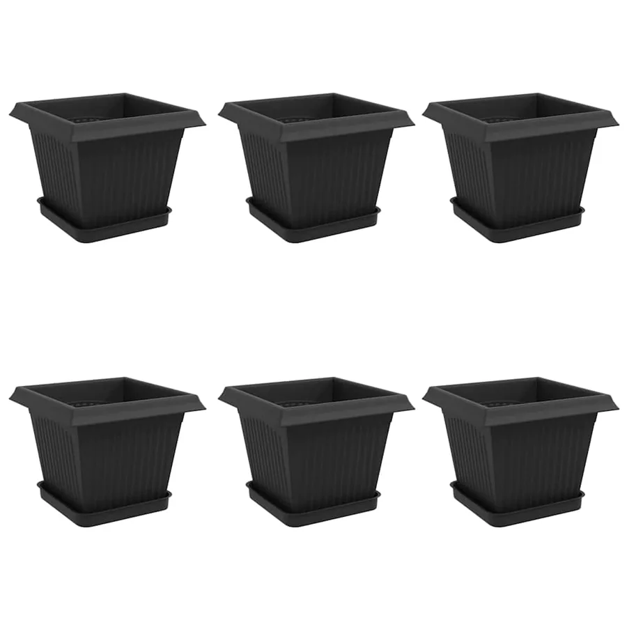 Pots de plantes 6 pcs Noir 20 x 20 x 16 cm Plastique - 2
