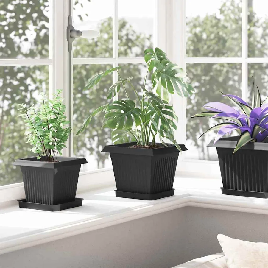 Pots de plantes 6 pcs Noir 20 x 20 x 16 cm Plastique - 4