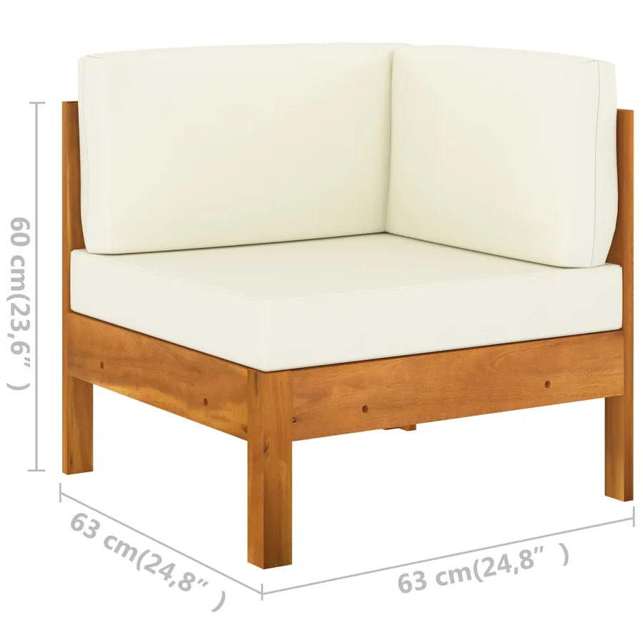 Salon de jardin 5 pièces avec coussins 100 x 60 cm Bois d'acacia - 18