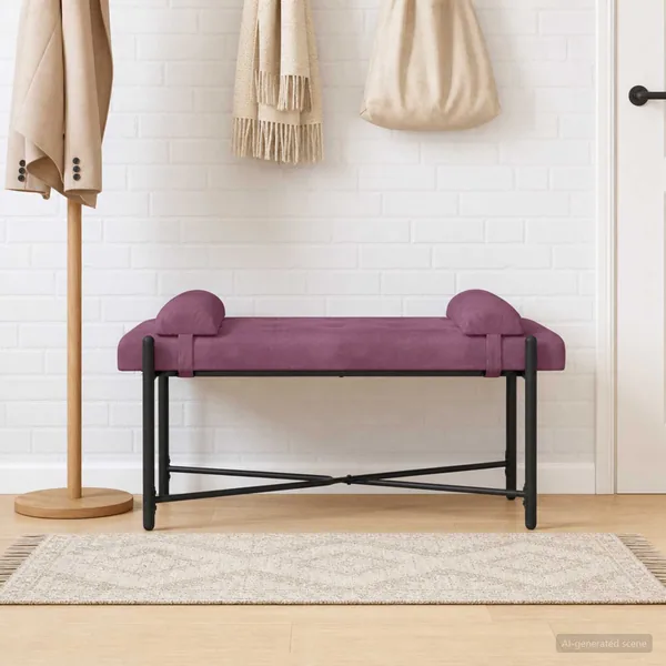 Banc capitonné à boutons avec coussins Pourpre 110 x 40 x 46 cm