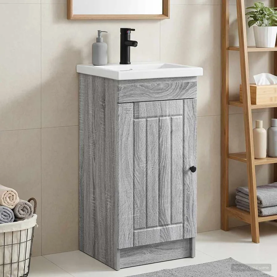 Meuble de salle de bain avec évier Sonoma gris