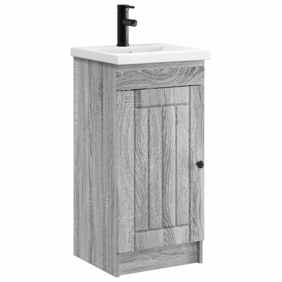 Meuble de salle de bain avec évier Sonoma gris - 2