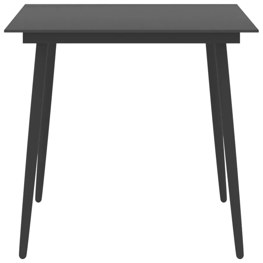 Table à dîner de jardin Noir 80x80x74 cm Acier et verre - 2