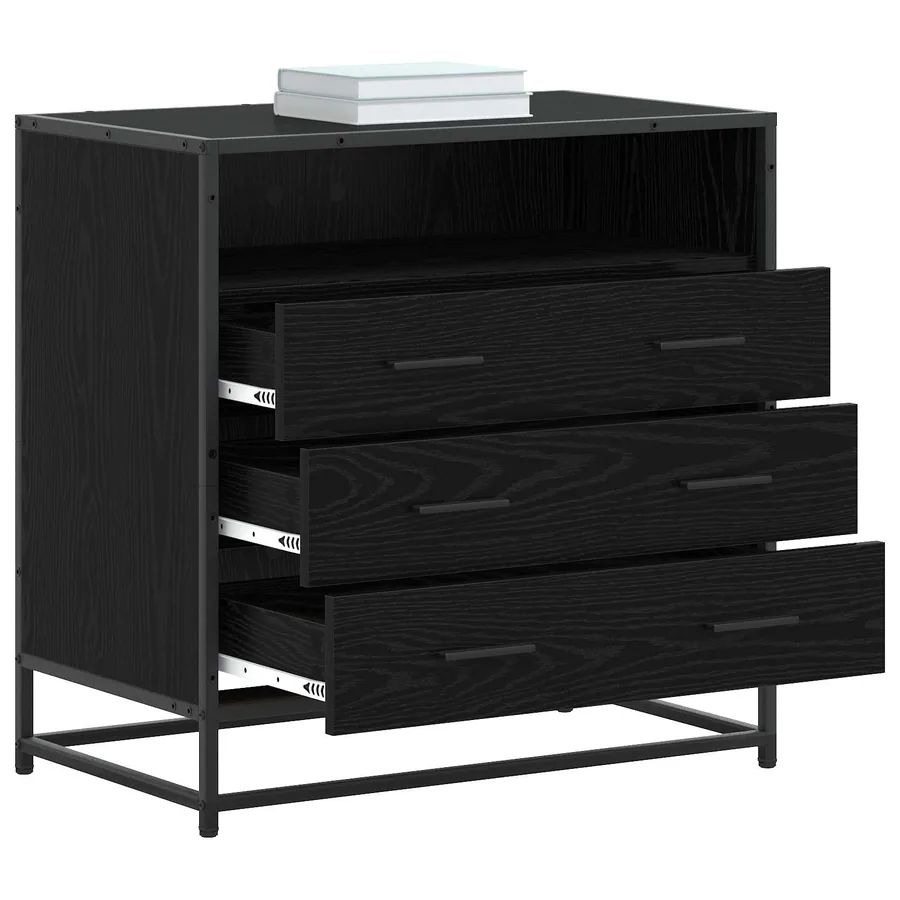 Armoire à tiroirs 3-Tiroir Chêne noir 70 x 41 x 70 cm - 2